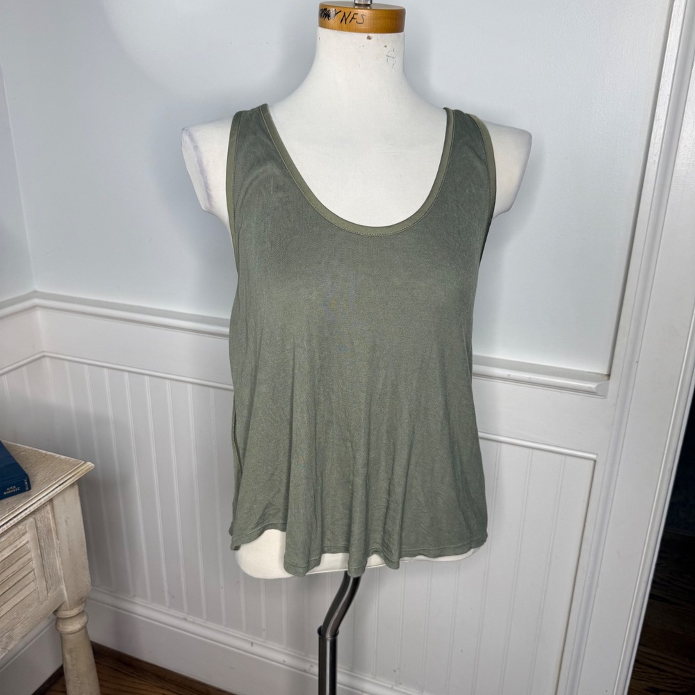 Free People Intimately Olive Green Ribbed Racerback Tank Top Size Medium
